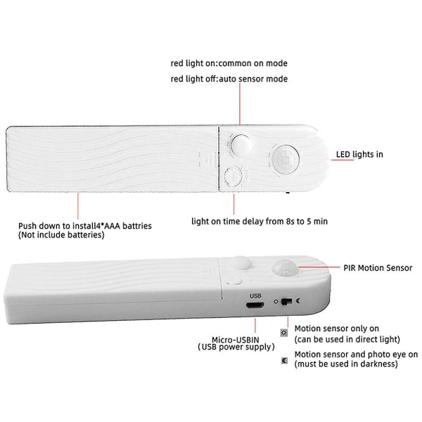 Varmvit LED-remsa med rörelsesensor 2 meter - Extern batteri