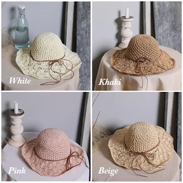 Vikbar strandhatt för kvinnor, beige
