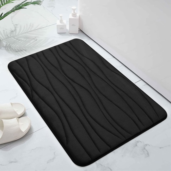 Bademåtte i Memory Foam, Ekstra Blød, Skridsikker, 40 x 60 cm, Sort