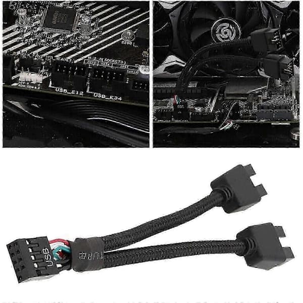 2025 Hovedkort USB 2.0 9-pins Header 1 til 2 Forlengelseshub Splitter Adapter Omformer Js