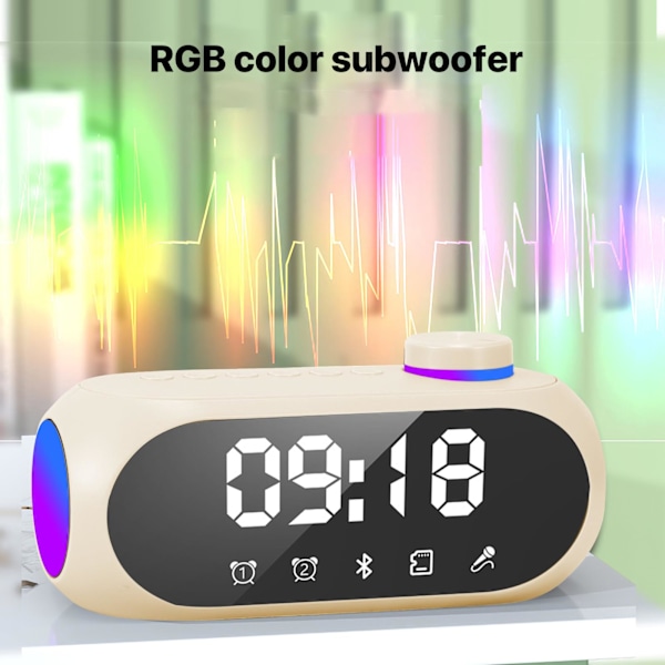 Digital vekkerklokke, nattbordsklokke med display og nattlys, USB digital klokke med radio med Bluetooth-høyttaler og dobbel alarm for soverom