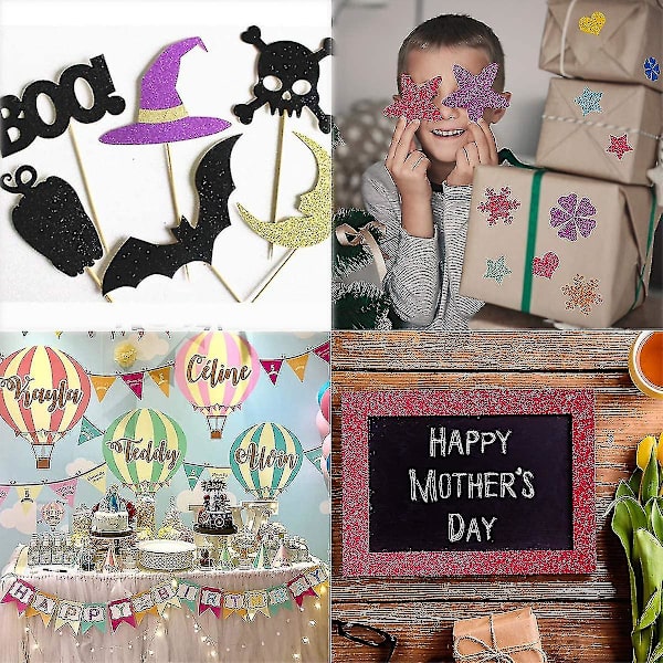 Glitter Papir til Kort, 10 Ark A4 Størrelse Papir til Scrapbooking, Klæbende Papir til Håndværk, DIY Gaveæske Farve Tilfældig