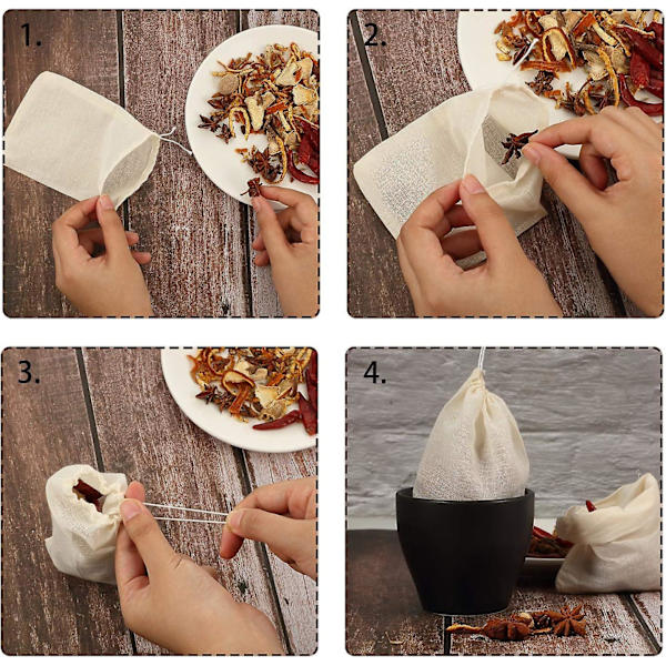 24 stk. Krydderiposer til madlavning Genanvendelige tomme teposer Snøreposer til suppe Linnedposer (26*20 cm)
