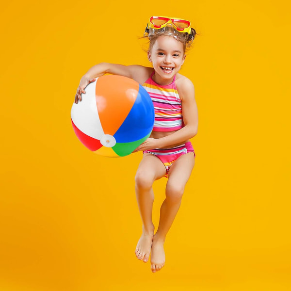 3-pack 16 tum Strandbollar Regnbåge Uppblåsbara Leksaker 6 Paneler Färger För Poolparty Strandleksaker