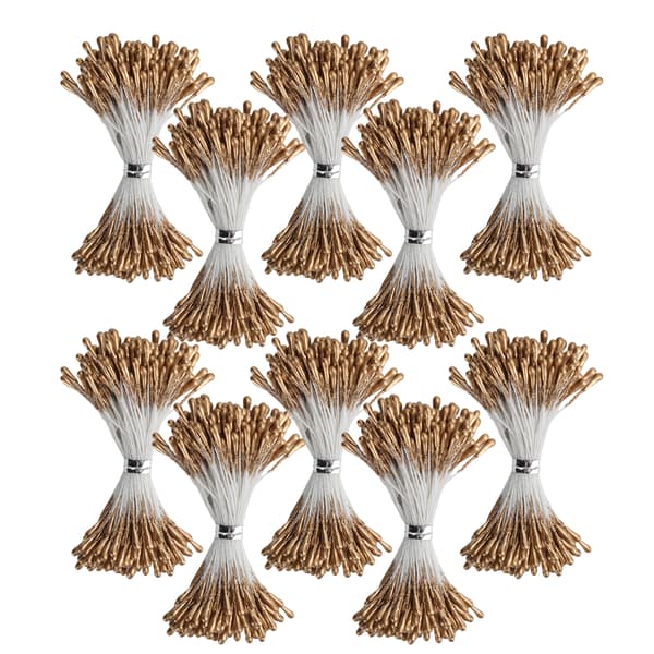 Perlestilk Gylden Gips Simulation Dobbeltendet Kunstig Buket Fremstilling Tilbehør (1mm (#3) 1440)
