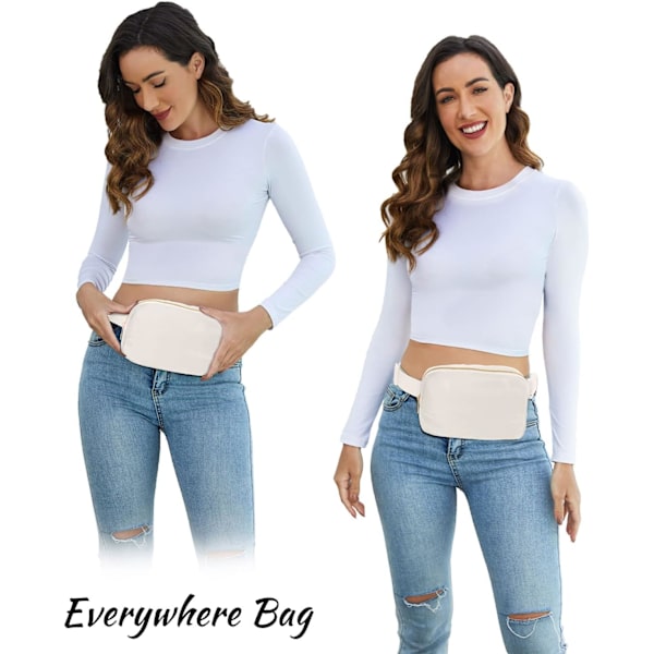 Bältesväska för kvinnor män Crossbody Fanny Pack Bum Hip Midjeväska med justerbar standardrem för löpning, Off White Bnylon Waterproof/Off White One Size