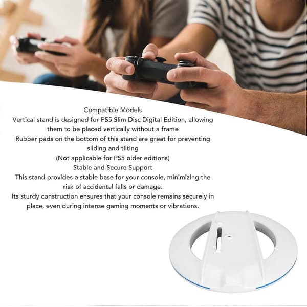 Lodret stander til PS5 Slim Disc Digital Edition, stabil støttebase, forbedret kølesystem, PS5 Slim tilbehør