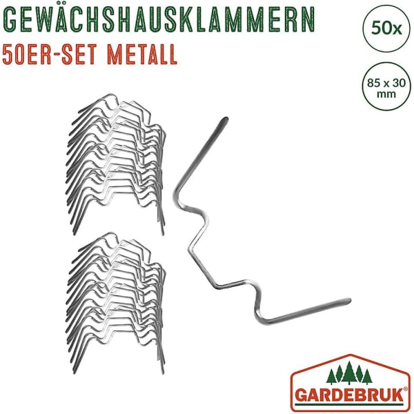 50 stk. rustfrie drivhusklemmer i rustfrit stål til fastgørelse af polycarbonatplader