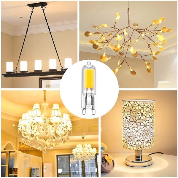 5 stk. 2W G9 Kapsel Base COB LED Pære 220V 200 Lumen 10W-20W Halogen Pære Ækvivalent Til Lysekrone Bordlampe Vægskærm Varmt Hvidt 3000K [energi C