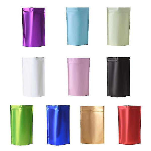 100 stk. Matte Aluminiumfolie Snack Stående Puder, Størrelse: 8x12+3cm (lilla)