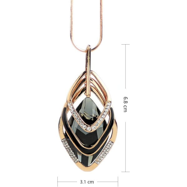 Triple Layer Vedhæng Halskæde Lang Statement Vedhæng Halskæde Lang Sweater Kæde Rhombus Pendant