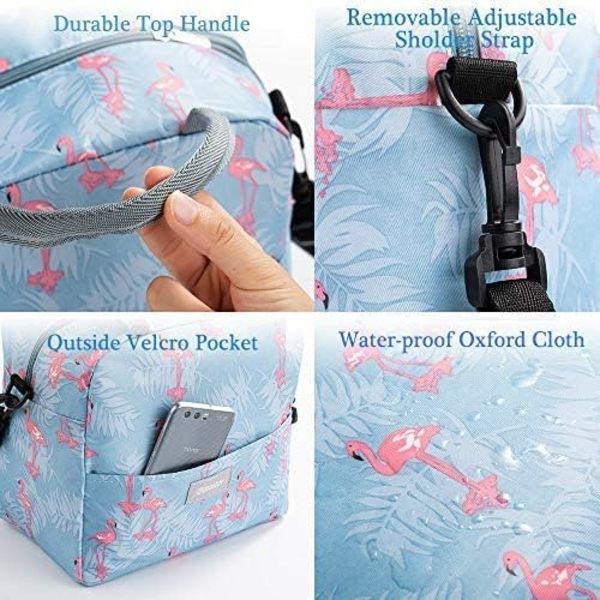 Lunsjpose Tote Bag for Kvinner Bred Åpen Isolerte Kjølepose Vannbestandig Termisk Lekkasjesikker Lunsjarrangør For Menn Jenter Utendørs Piknik Arbeid Big Flamingo