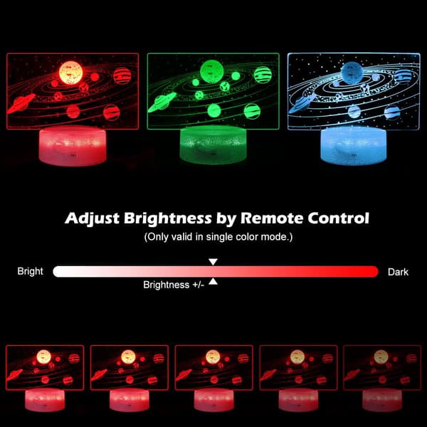 Galaxy 3D Natlampe, Dynamiske RGB Farver Skiftende 3D Illusionslampe