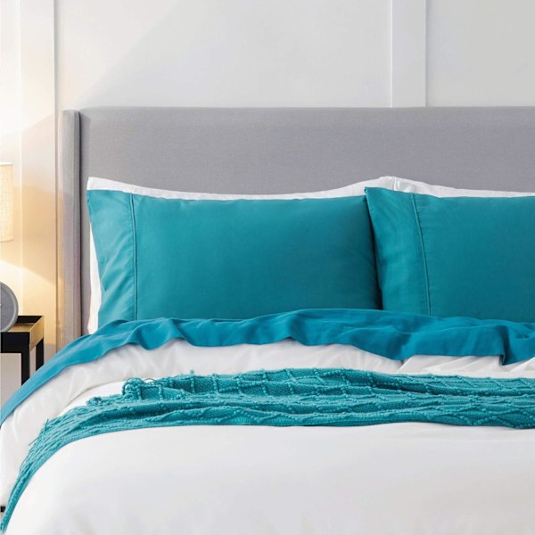 Kuddfodral 2-pack Teal - Borstad Polyester Mikrofiber Kuddfodral med Kuvertförslutning, 50 x 75 cm Teal 2pcs Pillowcases(50x75cm)