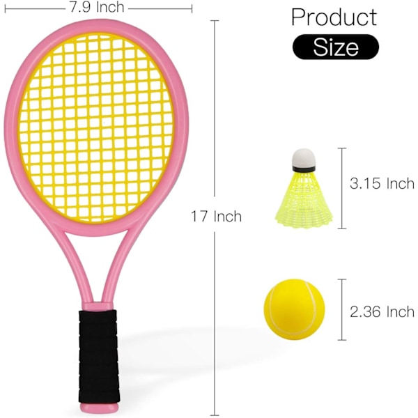 Lasten tennismaila ja laukku, muovinen maila sisältää 4 vaahtopalloa ja 6 sulkapalloa lapsille (yli 3-vuotiaille), taaperoiden ulkoilu/sisäpeli Blue&Pink One Size