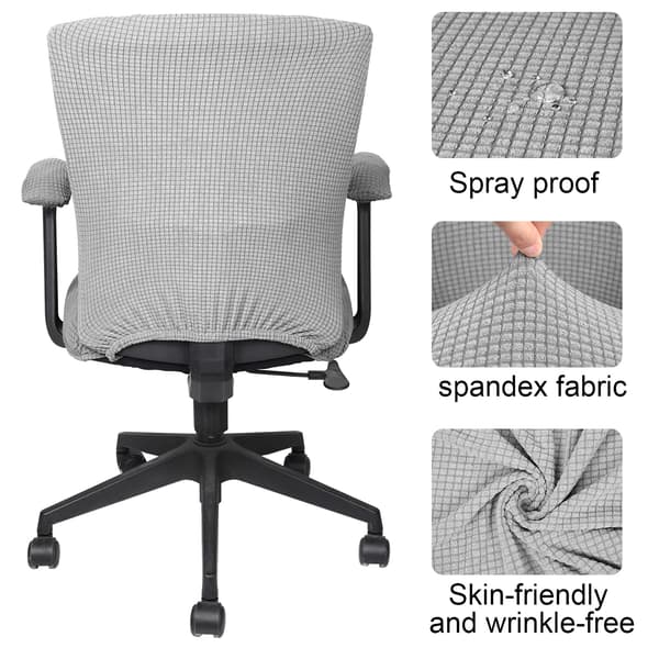 Sett med 4 kontorstoltrekk, med elastiske armlener og setetrekk, lys grå. grey