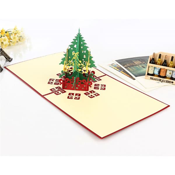 Set med 5 3D pop-up julkort i papper, gratulationskort med kuvert