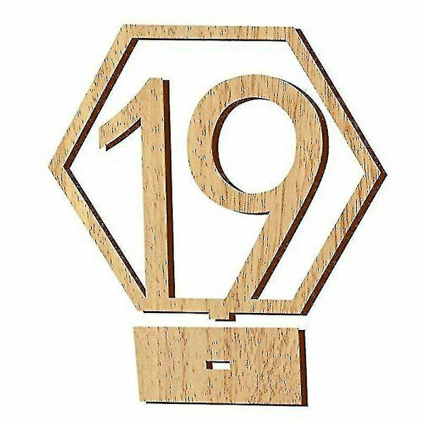 1-20 Træ Bryllup Bordnumre Hexagon Form Med Holder Base Catering Dcor