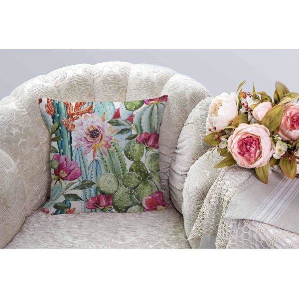 Kuddfodral Kaktus med blomma, Dekorativt örngott för hemmet till män/kvinnor Vardagsrum Sovrum Soffa Stol 18X18 tum Örngott 45X45cm Multi 29