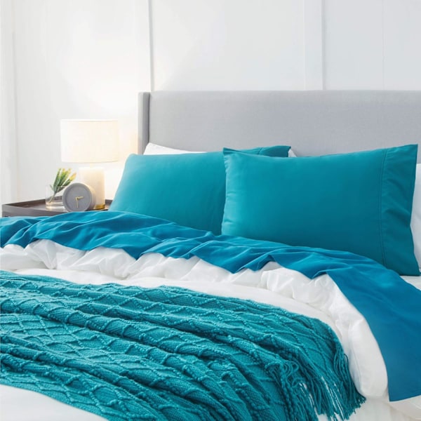 Kuddfodral 2-pack Teal - Borstad Polyester Mikrofiber Kuddfodral med Kuvertförslutning, 50 x 75 cm Teal 2pcs Pillowcases(50x75cm)