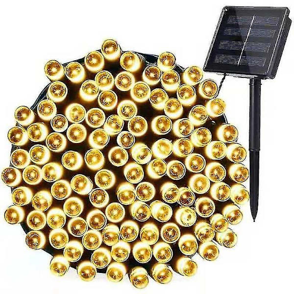 20m Solcelled Lyslenke Utendørs, 200 LED Lyslenke Utendørs Solcelle Varmt Hvit 8 Moduser LED Lyslenke Solcelle Utendørs Lyslenke Dekorasjon For Hage