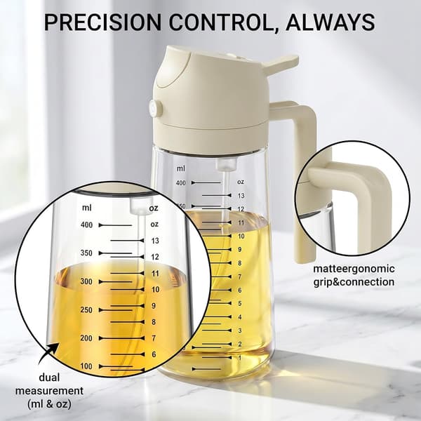 2-in-1 lasinen suihkepullo, 450 ml, mitta-asteikolla - valkoinen White