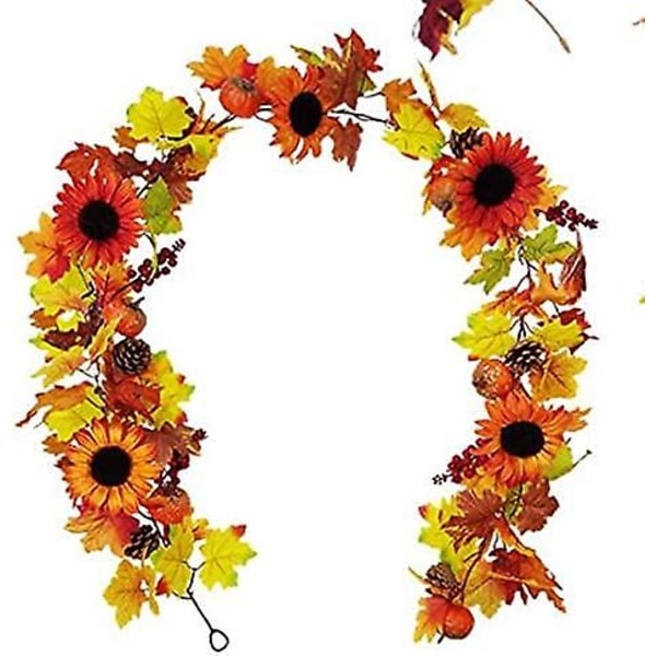 Fall Maple Leaf Garland - 6ft/piece Artificial Berries Sunflower Pumpkin Autumn Garland Decoration