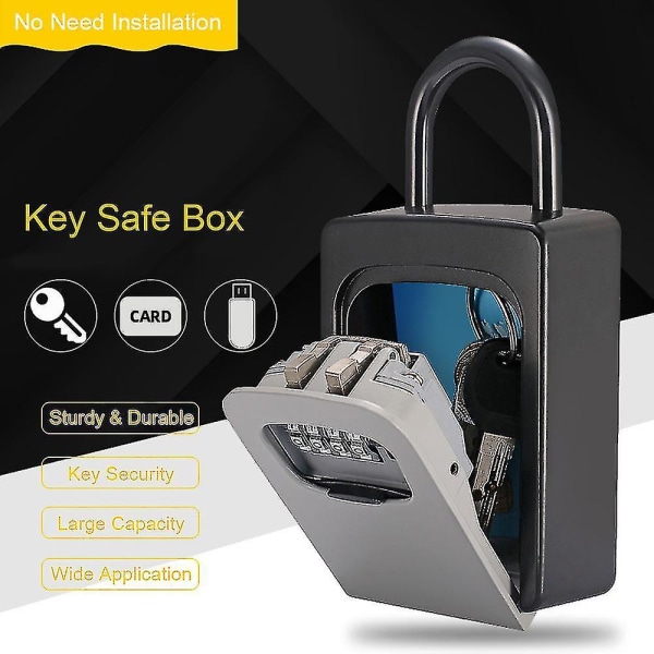 Grey Key Safe Box With D Cover No To In 4-cifret Combinat Pas Key Stora Box Ke
