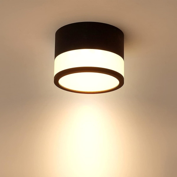 Loftlampe LED Spot 12w 3000k Rund Sort Varmt Hvid Loftlampe Stue Aluminium 10cm 230v Lysarmatur Spotlights Til Gang Soveværelse Dini