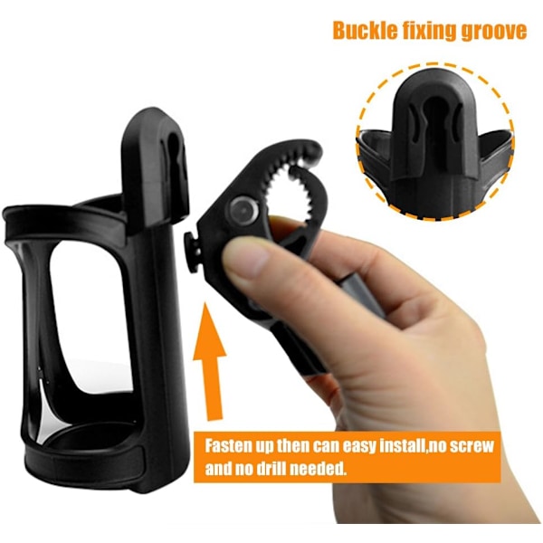 Sykkelflaskeholder, Svart Sykkelkoppholder 360 Graders Rotasjon Sykkelvannflaskebur; passer sykler, terrengsykler, barnevogner og rullestoler Black