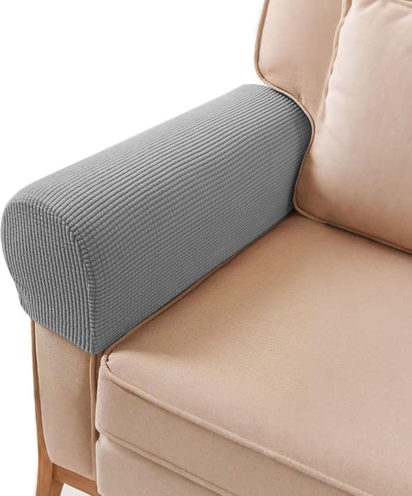 Soffa, fåtöljöverdrag, fåtöljöverdrag, elastiskt vilstolsöverdrag, två delar per set (ljusgrå)