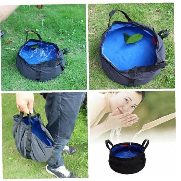 8,5L Bærbar Vannbøtte, Sammenleggbar, Vanntett Polyester, Ideell for Camping og Utendørsaktiviteter - Blå blue