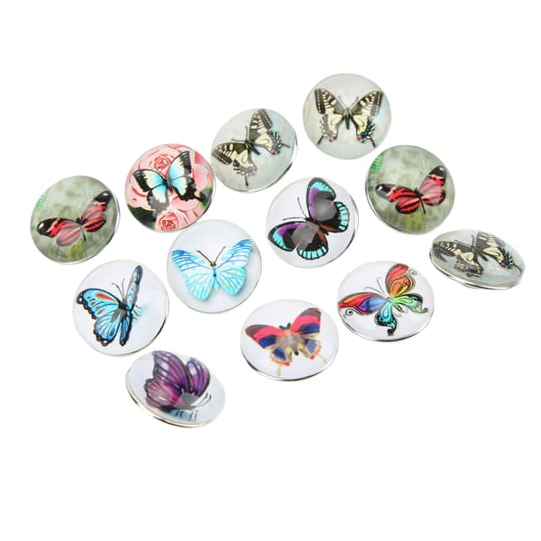 12 stk knapper DIY smykker håndlaget sommerfuglmønster glassmaleri knapper dekorasjon