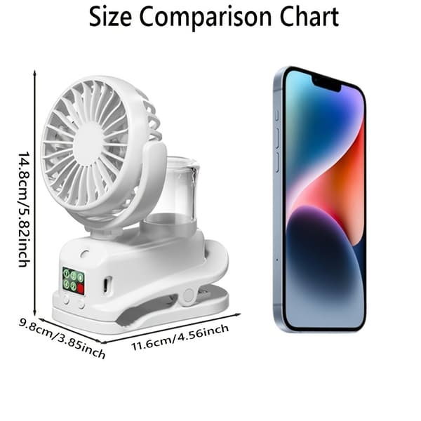 Dette er en hvid 2-i-1 ventilator og luftfugter: en ventilator med integreret befugtningsfunktion.