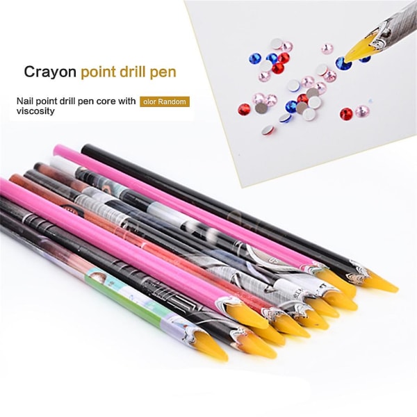 Nail Art Picker Resin blyant med farverige rhinestones perle prikker pick Up Tool