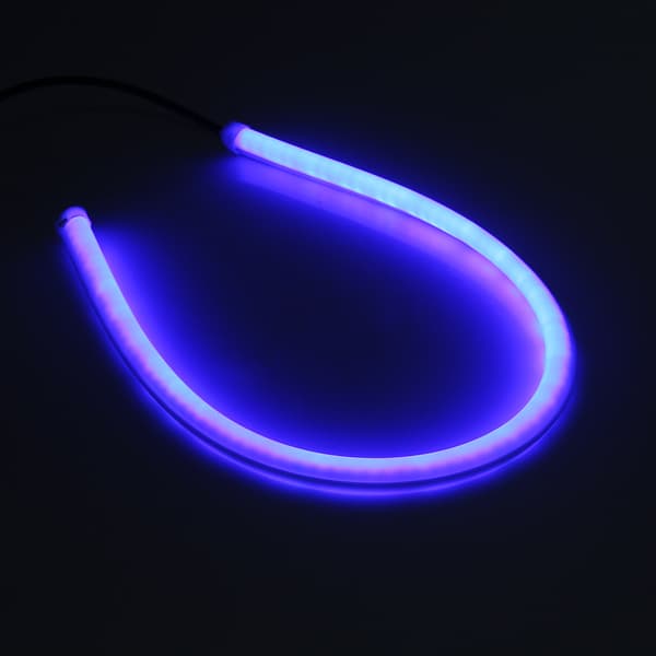 2*45cm Bil 12V Fleksibel Myk Slange Guide LED Strip DRL Lys Blinklys Blå&Gul