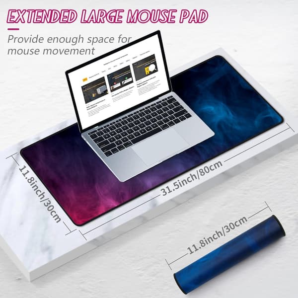 Gaming Musematte 800x300mm Stor Gaming Musematte med Sydde Kanter, XL Musematte med Sklisikker Base, Utvidede Store Musematter