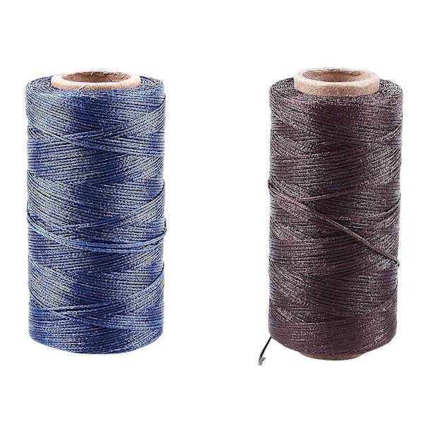 2 st 260m 150d 0,8mm Läder Syvaxad Vaxad Tråd Handnål Sladd Hantverk Diy Ny Mörkbrun &Dar