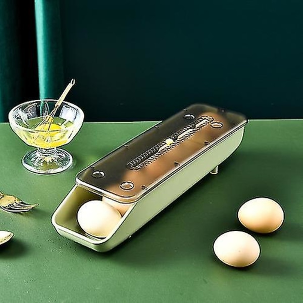 2 stk automatisk fyllende eggoppbevaringsboks Kjøleskap ferskboks (grønn bønnepasta)