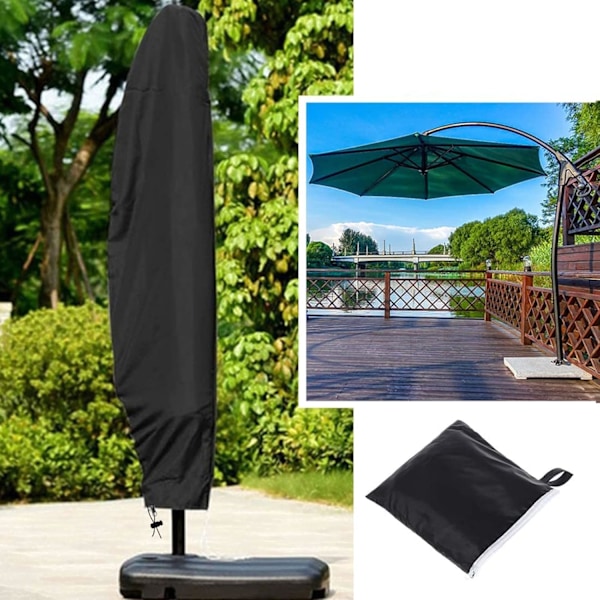 Parasol Cover, Heavy Duty Rip Proof 600D Oxford Fabric Cantilever Parasol Covers Vandtæt, Vindtæt, Anti-UV, Stor Banan Paraply Cover wi Black 210d