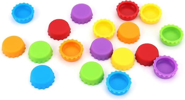 18-pack silikonflasklock - universell passform för brygg- och läskflaskor, hållbart material, blandade färger