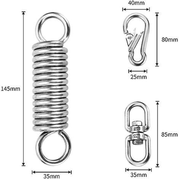 Takkrok, Fjäder i Stål 250kg Kapacitet Takväggfäste Krok Tung Duty 304 Rostfritt Stål Med Två Karabiner