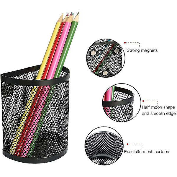 Magnetisk pennhållare för kylskåp, 2-pack metallkorg pennhållare skåp O
