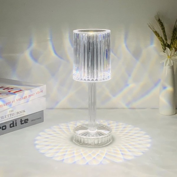 Krystal Bordlampe, Dæmpbar Berøringslampe, Ledningsfri Genopladelig Bordlampe til Stue, Soveværelse, Bar, Hotel Dekoration Transparent