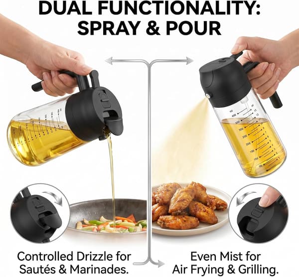 2-in-1 lasinen suihkepullo, 450 ml, mitta-asteikolla Black