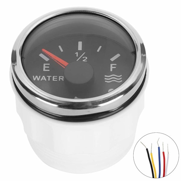 Vandstandsmåler, 52mm/2 tommer Vandstandssensor 9‑30V DC Smart Alarm til Marinebåd RV 0‑190ohm Europæisk Sensor (Sort) Vandvæske Niveau Måler