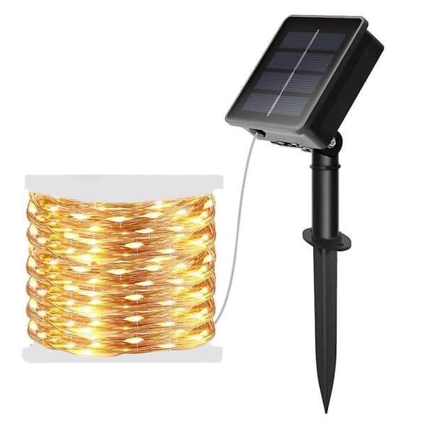Utomhus solenergi koppartråd lampor Vattentät Fairy String Lampa med 8 lägen