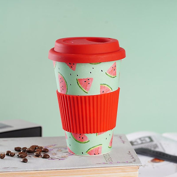 470ml Kaffekopp med Dekaldesign, Isolering, Bärbar, Nedbrytbar Bambusfiber, Resekopp