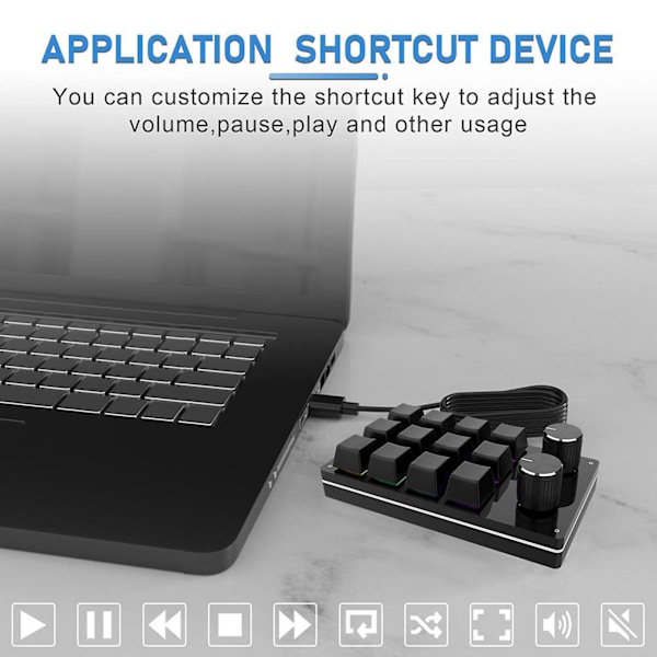 12 taster 2 knapper lite spilltastatur Diy programmerbart tastatur med USB-kabel