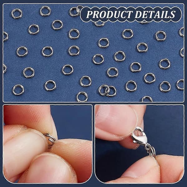 5 mm splitringe, 290 stk. 304 rustfrit stål dobbelt springringe 14 gauge mini